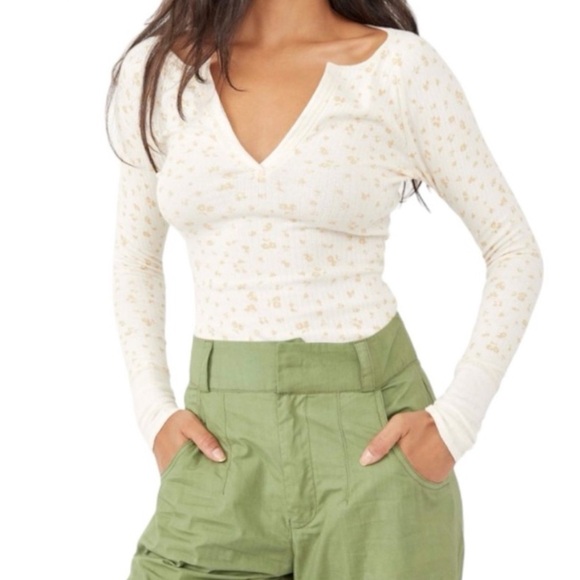Intimately Free People Billie Split Neck Layering Tee - Picture 1 of 4